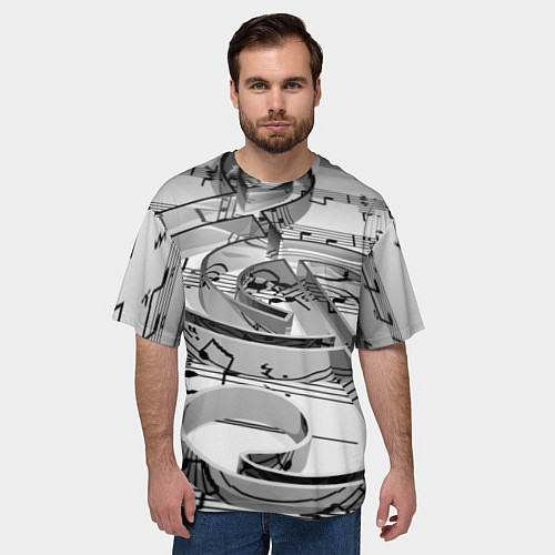 Мужская футболка оверсайз Скрипичный ключ / 3D-принт – фото 3