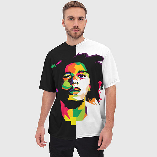 Мужская футболка оверсайз Bob Marley: Colors / 3D-принт – фото 3