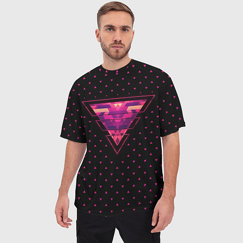 Мужская футболка оверсайз Треугольная геометрия / 3D-принт – фото 3