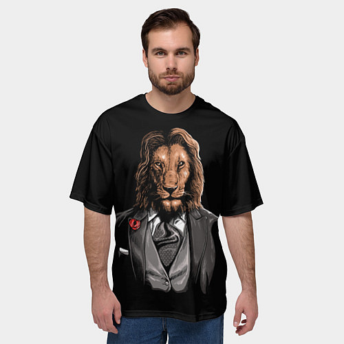 Мужская футболка оверсайз Мистер Лев / 3D-принт – фото 3