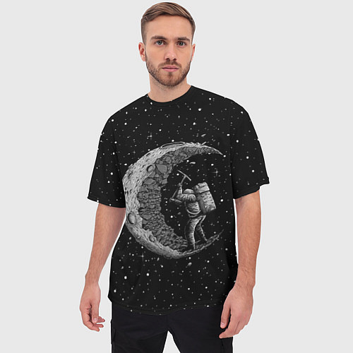 Мужская футболка оверсайз Лунный шахтер / 3D-принт – фото 3