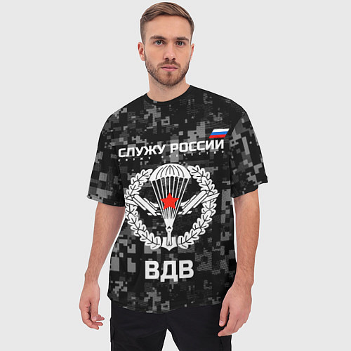 Мужская футболка оверсайз Служу России, ВДВ / 3D-принт – фото 3