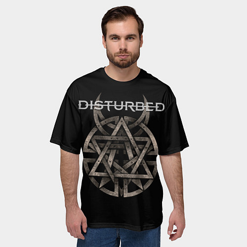 Мужская футболка оверсайз Disturbed Logo / 3D-принт – фото 3