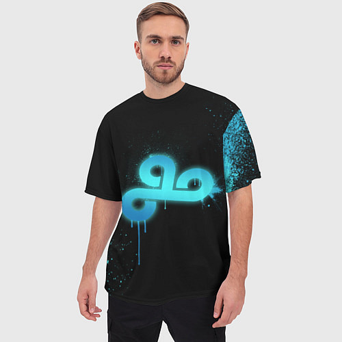 Мужская футболка оверсайз Cloud 9: Black collection / 3D-принт – фото 3