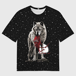 Футболка оверсайз мужская Серый волк, цвет: 3D-принт