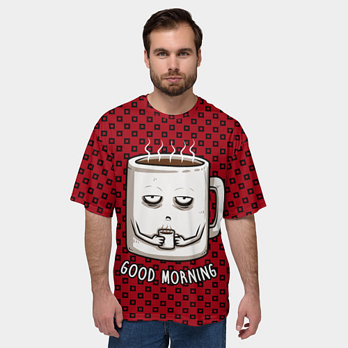 Мужская футболка оверсайз Good Morning / 3D-принт – фото 3