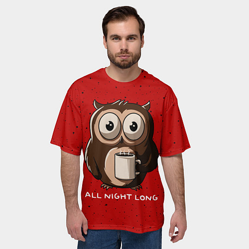Мужская футболка оверсайз Ночная сова / 3D-принт – фото 3