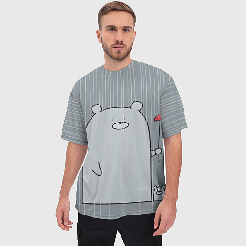 Мужская футболка оверсайз Медвежата под дождем / 3D-принт – фото 3