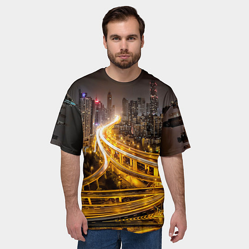 Мужская футболка оверсайз Шанхай - авторазвязка / 3D-принт – фото 3