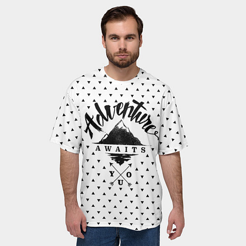 Мужская футболка оверсайз Adventure Awaits / 3D-принт – фото 3