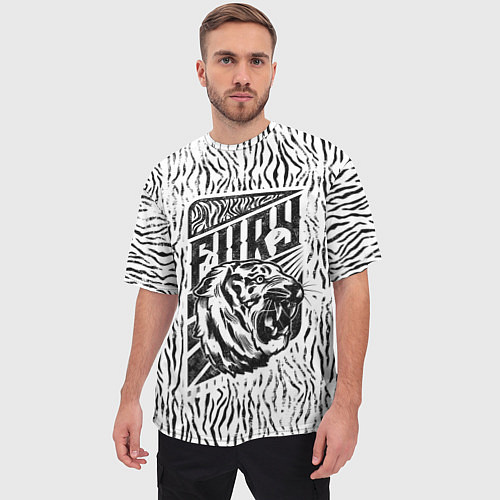 Мужская футболка оверсайз Fury Tiger / 3D-принт – фото 3