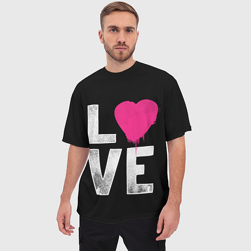 Мужская футболка оверсайз Love Heart / 3D-принт – фото 3