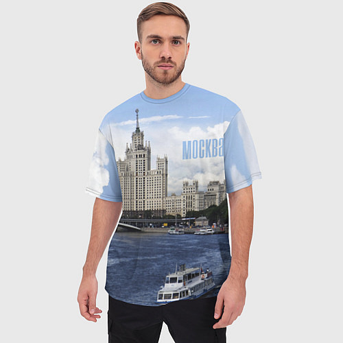 Мужская футболка оверсайз Москва река / 3D-принт – фото 3