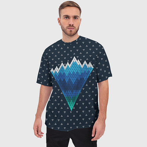 Мужская футболка оверсайз Геометрические горы / 3D-принт – фото 3