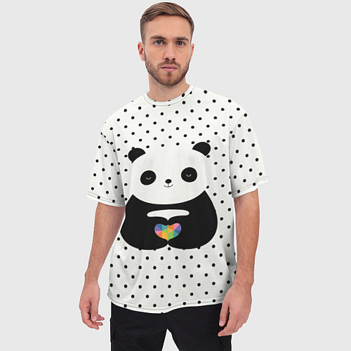 Мужская футболка оверсайз Любовь панды / 3D-принт – фото 3