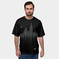 Футболка оверсайз мужская Ночной город, цвет: 3D-принт — фото 2