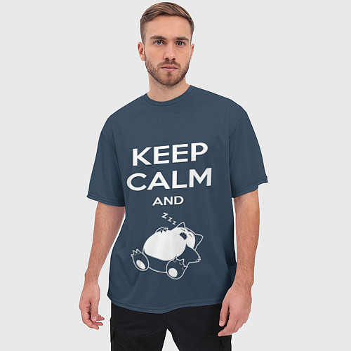 Мужская футболка оверсайз Keep Calm & Zzz / 3D-принт – фото 3