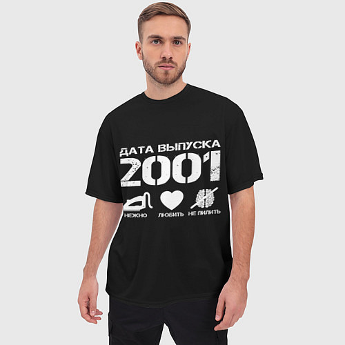 Мужская футболка оверсайз Дата выпуска 2001 / 3D-принт – фото 3