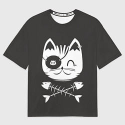 Футболка оверсайз мужская Кот пират, цвет: 3D-принт