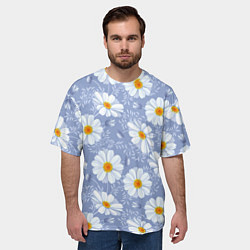 Футболка оверсайз мужская Нежные ромашки, цвет: 3D-принт — фото 2