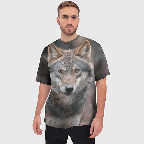 Мужская футболка оверсайз Волк - санитар леса / 3D-принт – фото 3