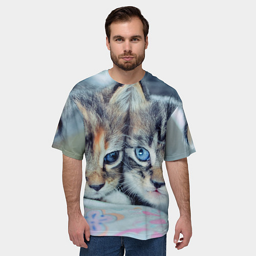 Мужская футболка оверсайз Котята / 3D-принт – фото 3