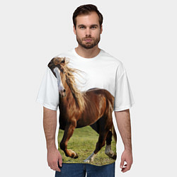 Футболка оверсайз мужская Бегущая лошадь, цвет: 3D-принт — фото 2