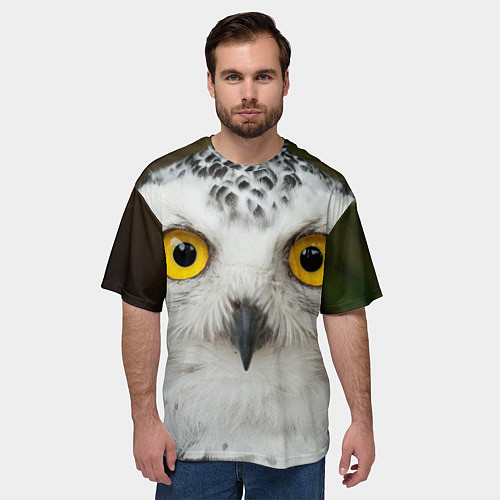 Мужская футболка оверсайз Белый филин / 3D-принт – фото 3