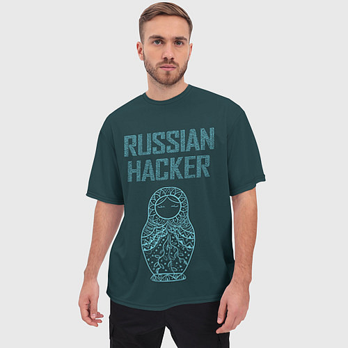 Мужская футболка оверсайз Русский хакер / 3D-принт – фото 3