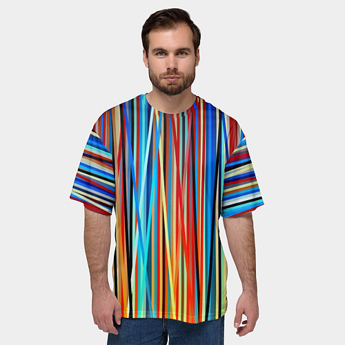 Мужская футболка оверсайз Colored stripes / 3D-принт – фото 3