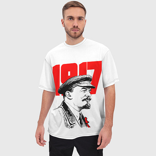 Мужская футболка оверсайз Ленин 1917 / 3D-принт – фото 3