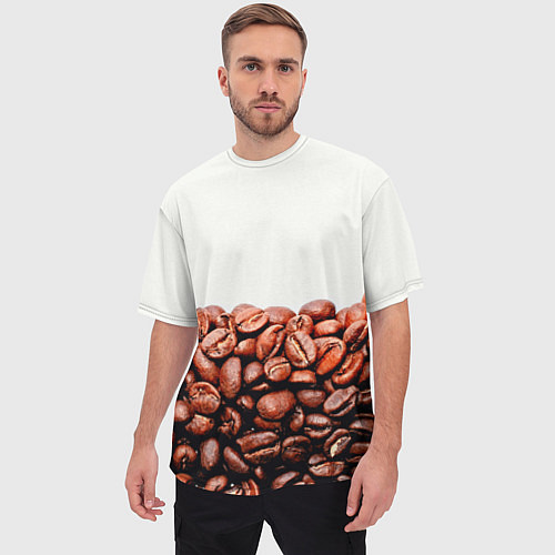 Мужская футболка оверсайз Coffee / 3D-принт – фото 3