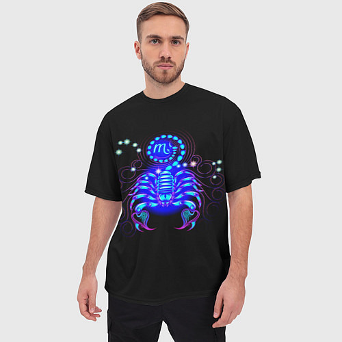 Мужская футболка оверсайз Космический Скорпион / 3D-принт – фото 3