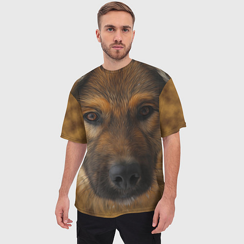 Мужская футболка оверсайз Взгляд собаки / 3D-принт – фото 3