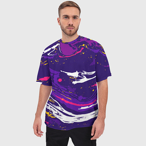 Мужская футболка оверсайз Фиолетовый акрил / 3D-принт – фото 3