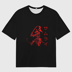 Футболка оверсайз мужская Японские иероглифы - самурай, цвет: 3D-принт