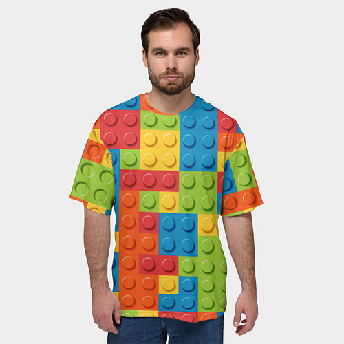 Мужская футболка оверсайз Лего конструктор / 3D-принт – фото 3