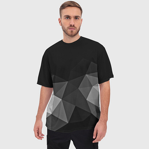 Мужская футболка оверсайз Abstract gray / 3D-принт – фото 3