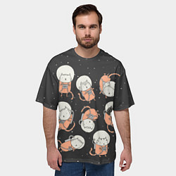 Футболка оверсайз мужская Космические котики, цвет: 3D-принт — фото 2