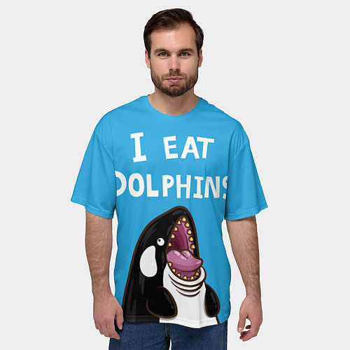 Мужская футболка оверсайз I eat dolphins / 3D-принт – фото 3