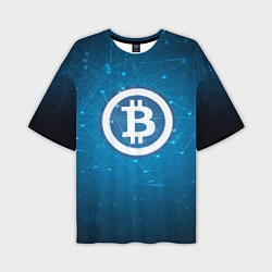 Мужская футболка оверсайз Bitcoin Blue