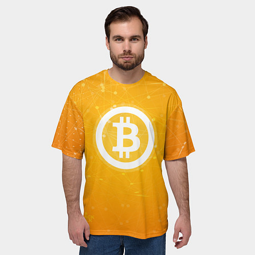Мужская футболка оверсайз Bitcoin Orange / 3D-принт – фото 3