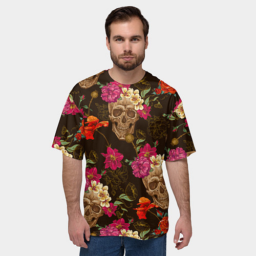 Мужская футболка оверсайз Черепа / 3D-принт – фото 3