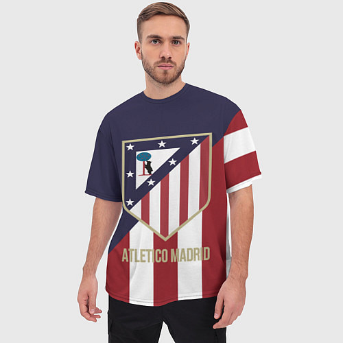 Мужская футболка оверсайз FC Atletico Madrid / 3D-принт – фото 3