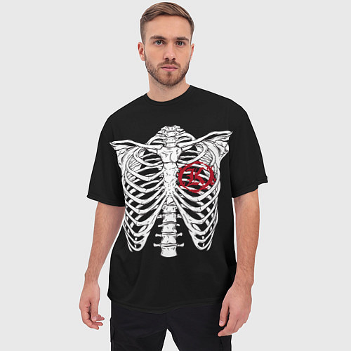 Мужская футболка оверсайз Кукрыниксы: Скелет / 3D-принт – фото 3