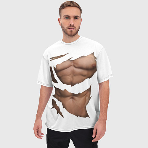 Мужская футболка оверсайз Идеальный рельеф / 3D-принт – фото 3