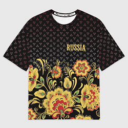 Футболка оверсайз мужская Russia: black edition, цвет: 3D-принт