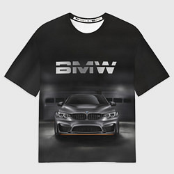 Футболка оверсайз мужская BMW серебро, цвет: 3D-принт