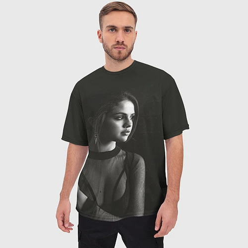 Мужская футболка оверсайз Selena Gomez: Black Girl / 3D-принт – фото 3