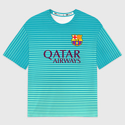 Футболка оверсайз мужская Barcelona FC: Aqua, цвет: 3D-принт